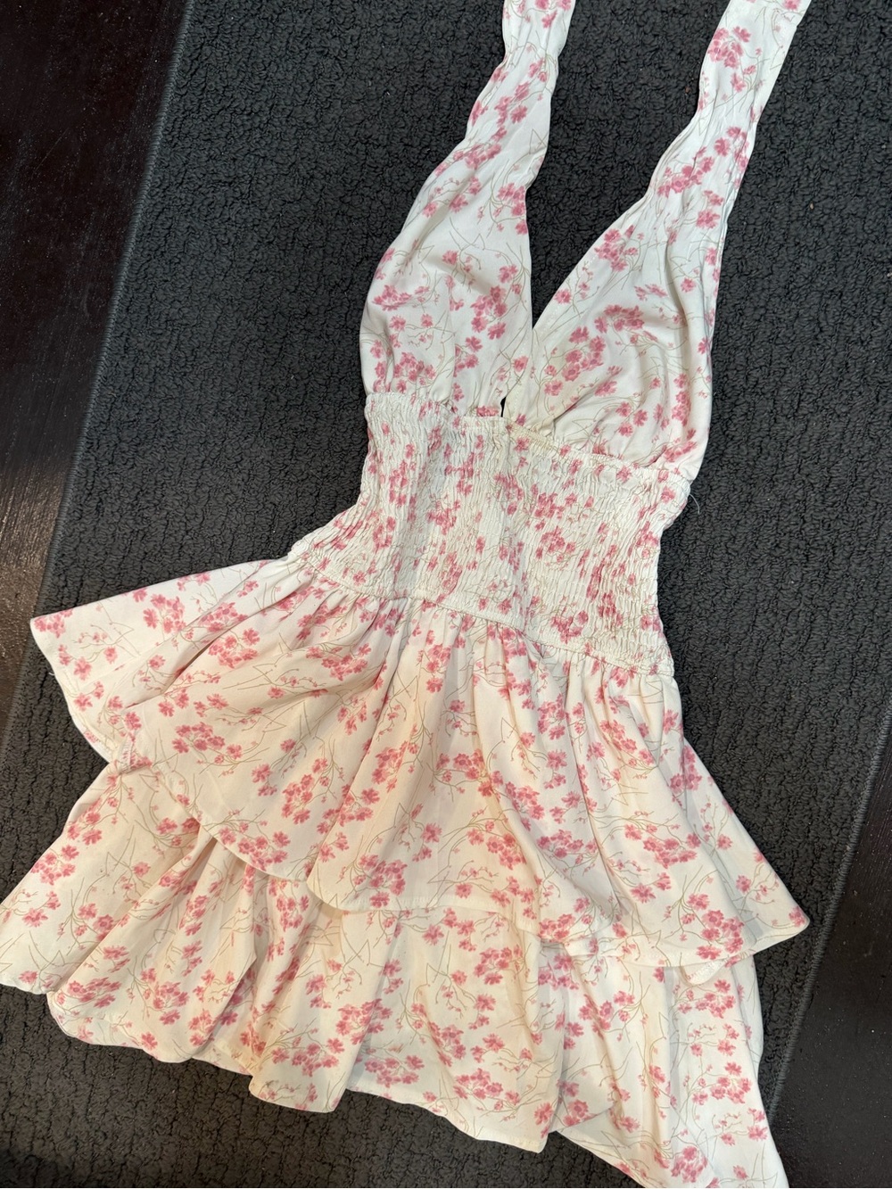 SHEIN Pink Floral Halter Smocked Mini Dress - Picture 4 of 4